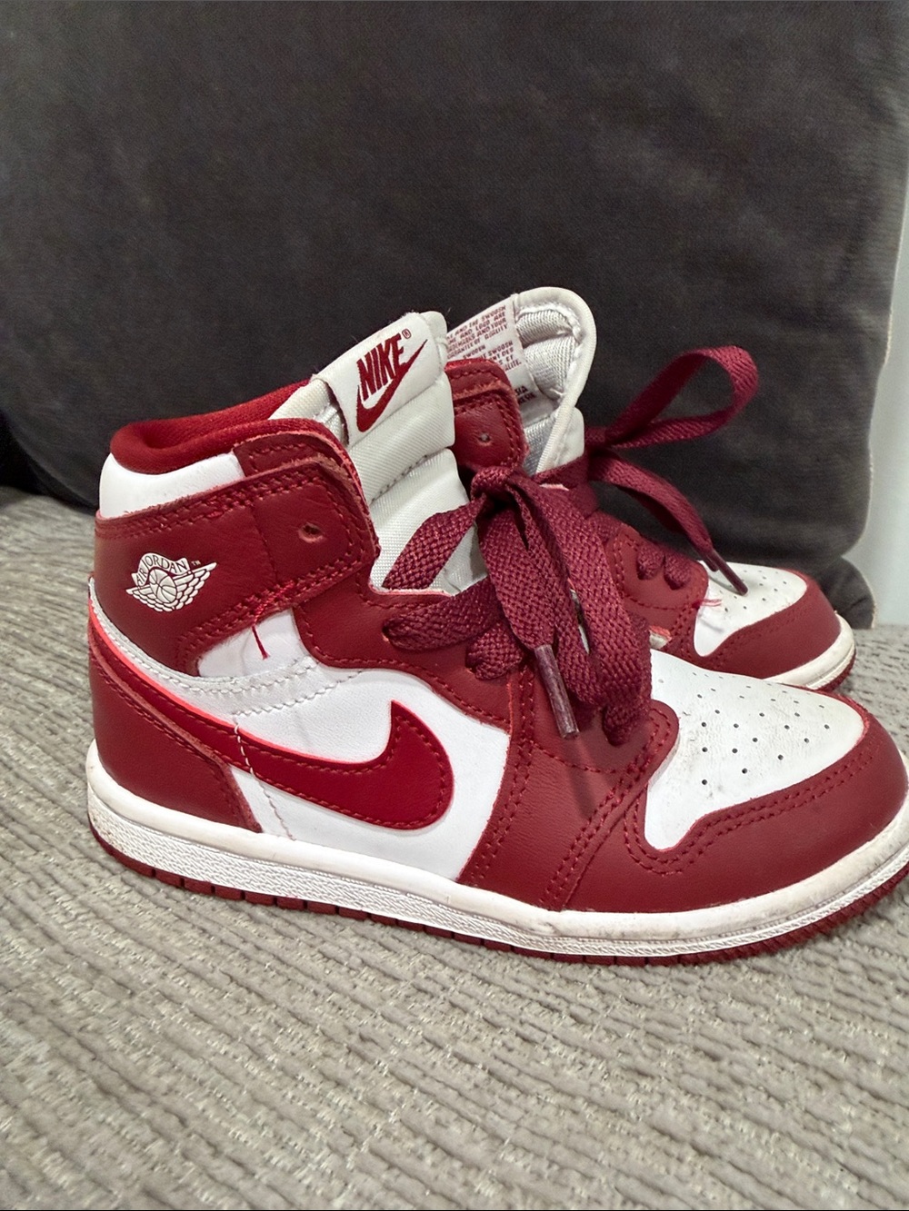 Nike Kids White and Red High-Top Sneakers